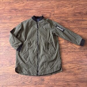 ZARA Military Long Jacket Size M Green Speak Up Basics Denim Cool Street